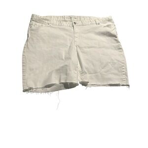 Michael Kors Denim Frayed Hem‎ White Denim Plus Size 22W Can Cuff